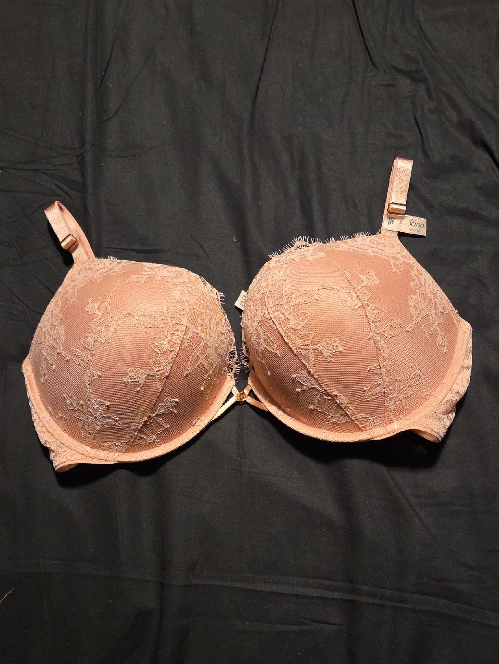 Victoria's Secret NWT Bombshell Add-2-Cups Rose Lace Shimmer Bra 36DD